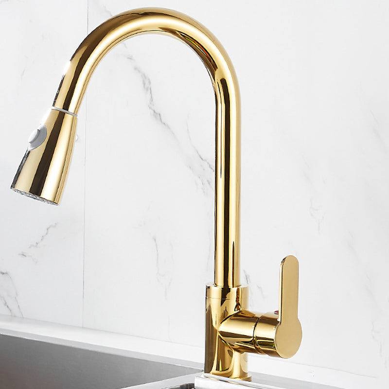 Luxury Gold Kitchen Faucet with Pull Down Sprayer