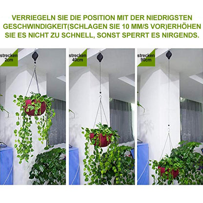 Adjustable Plant Hanger and Bird Feeder Pulley System