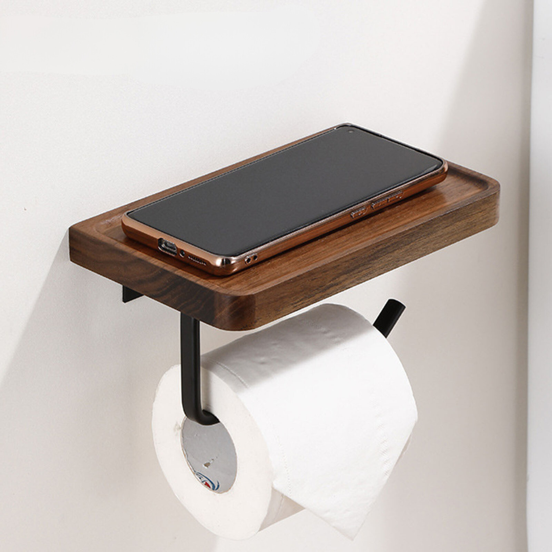 Luxury Wall Mount Toilet Paper Holder in Wood and Metal - Yeezlab