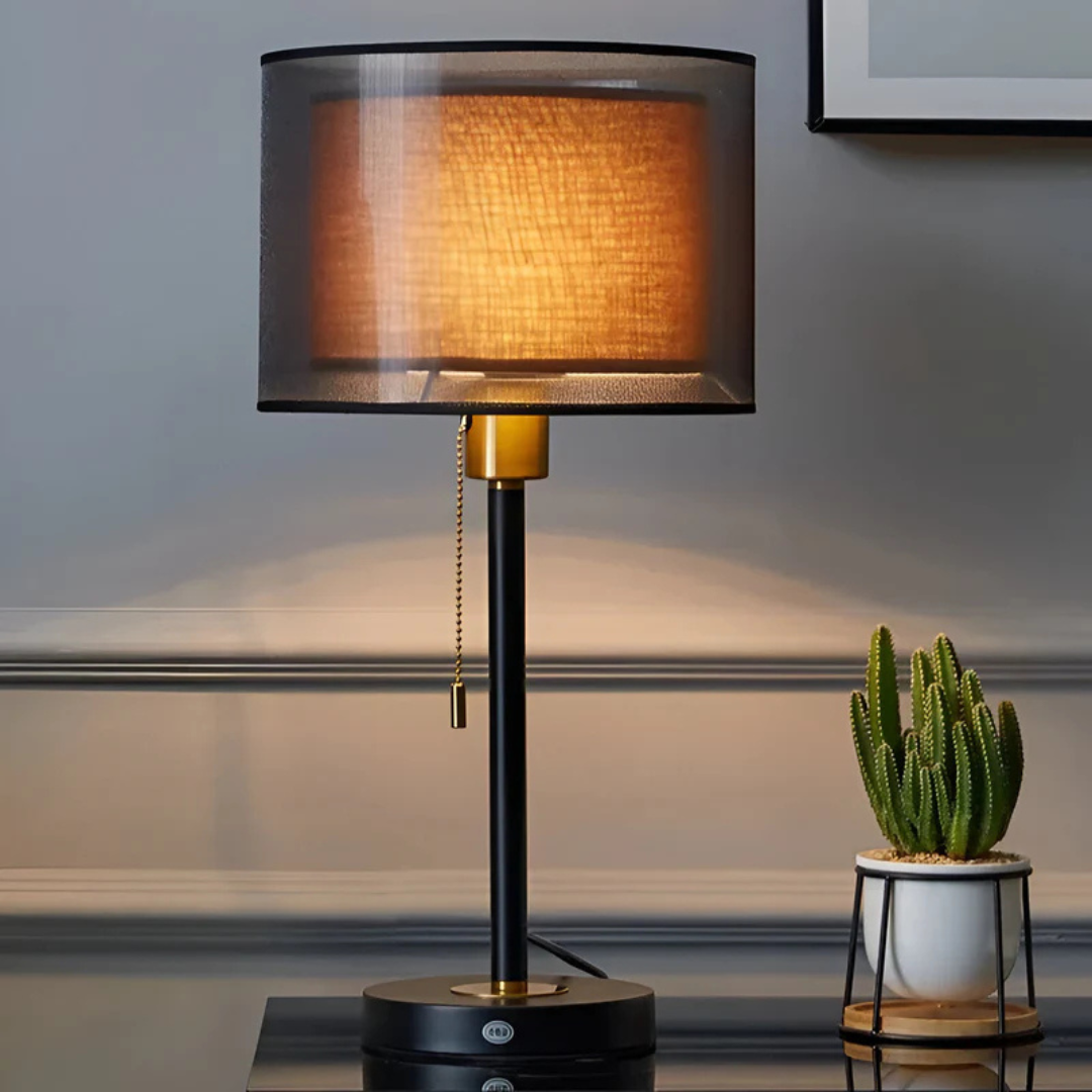 Stylish Table Lamp with Dual Linen Shade - Yeezlab