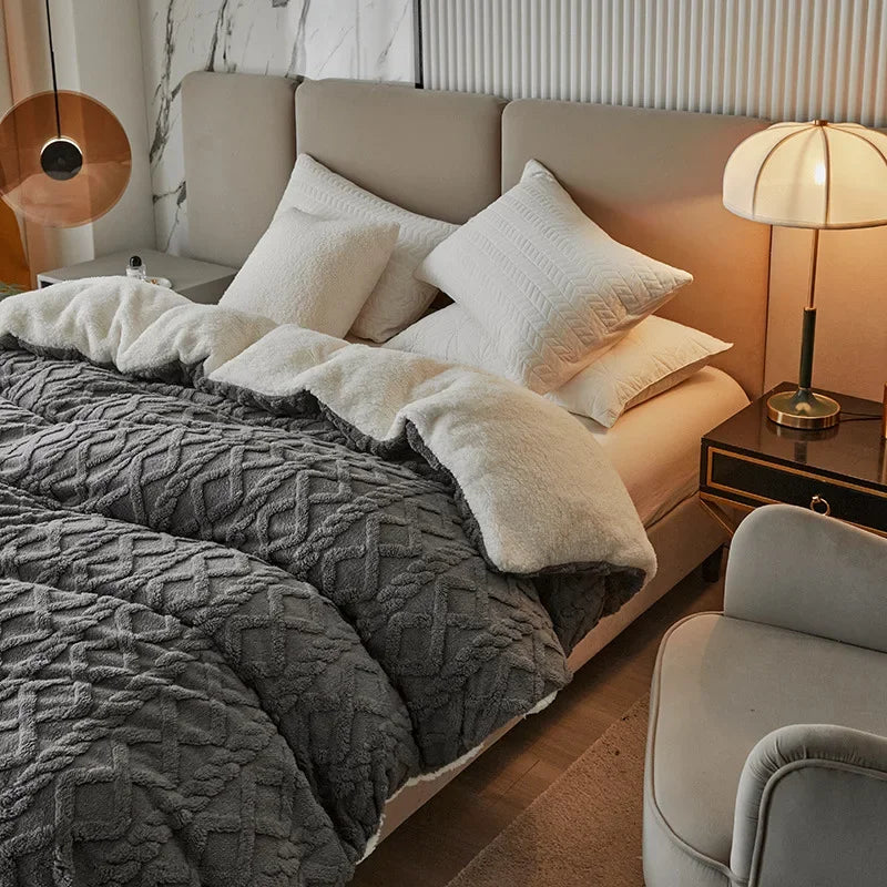 Soft Plush Reversible Duvet Cover Set