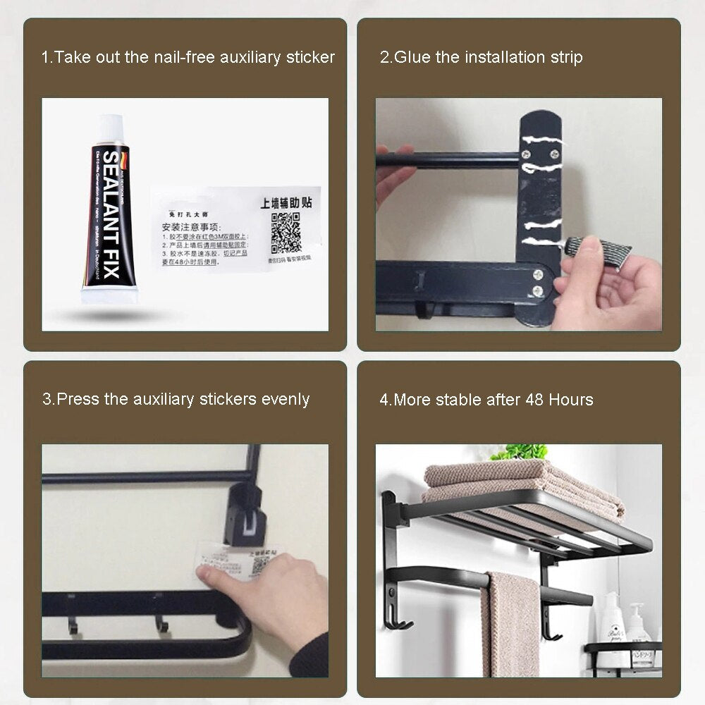 Space Saving Aluminum Folding Towel Rack