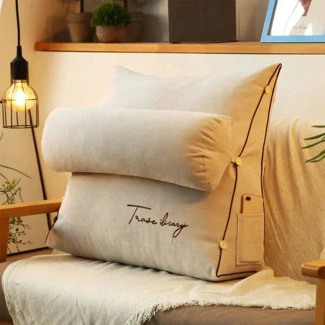 Contoured Back Cushion Pillow with Built-in Neck Support