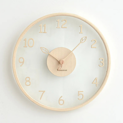 Elegant Glass Face Wooden Wall Clock