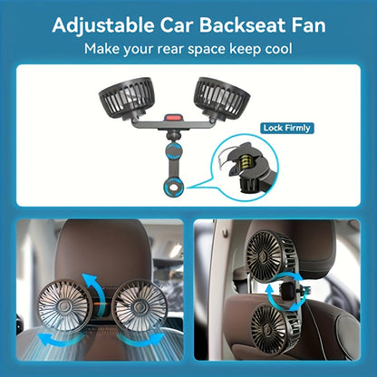Portable Dual Car Fan with 360 Rotation and USB Power