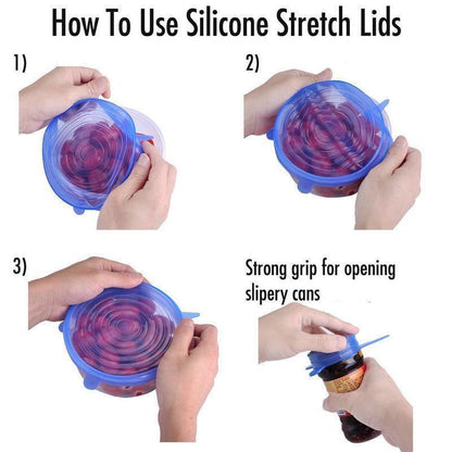 Flexible Silicone Bowl Covers 6 Pack Universal Fit Lids