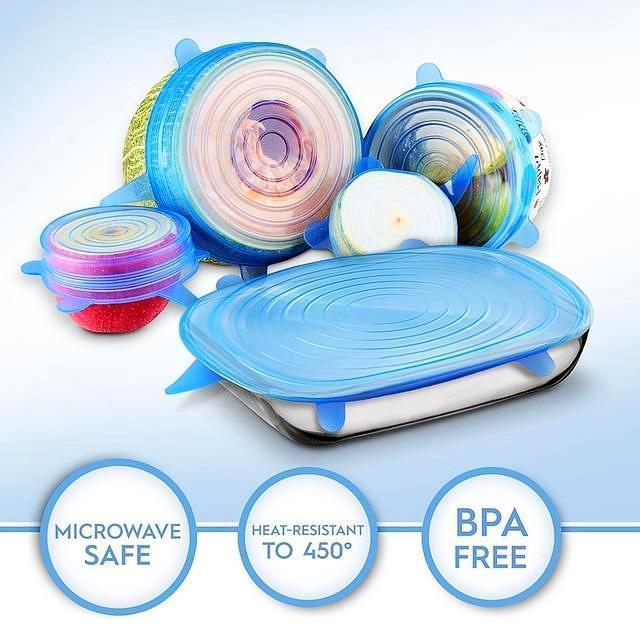 Flexible Silicone Bowl Covers 6 Pack Universal Fit Lids - Yeezlab