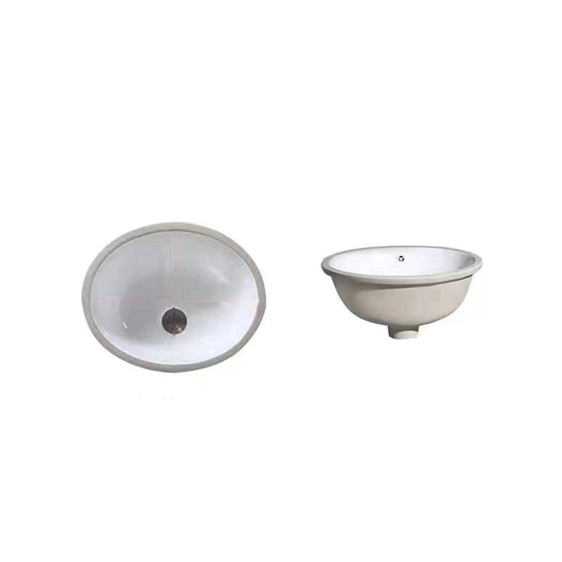 Contemporary Undermount Oval Ceramic Sink with Drain