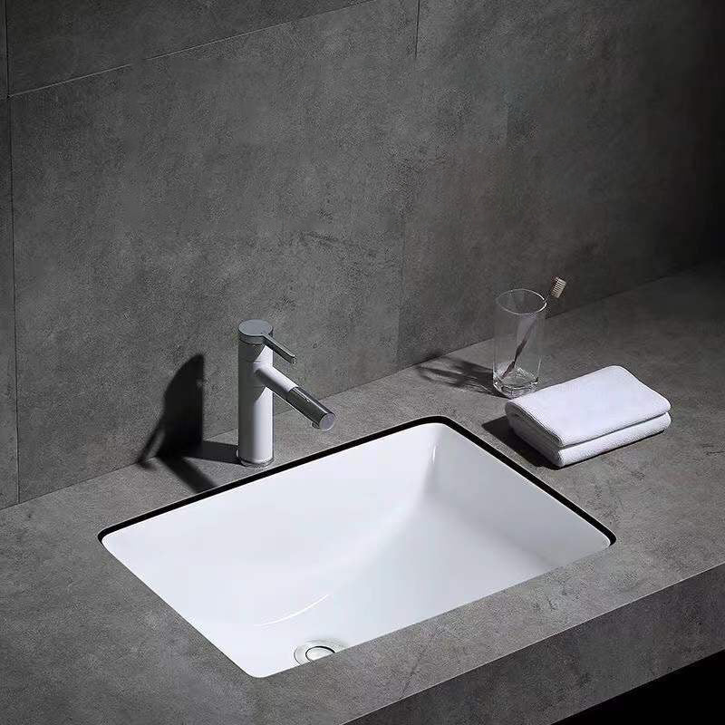 Contemporary Undermount Oval Ceramic Sink with Drain