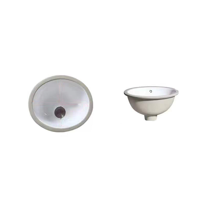Contemporary Undermount Oval Ceramic Sink with Drain - Yeezlab