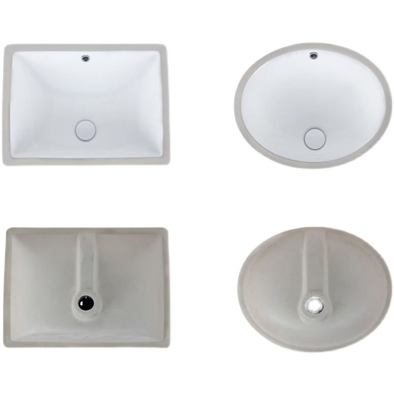 Contemporary Undermount Oval Ceramic Sink with Drain