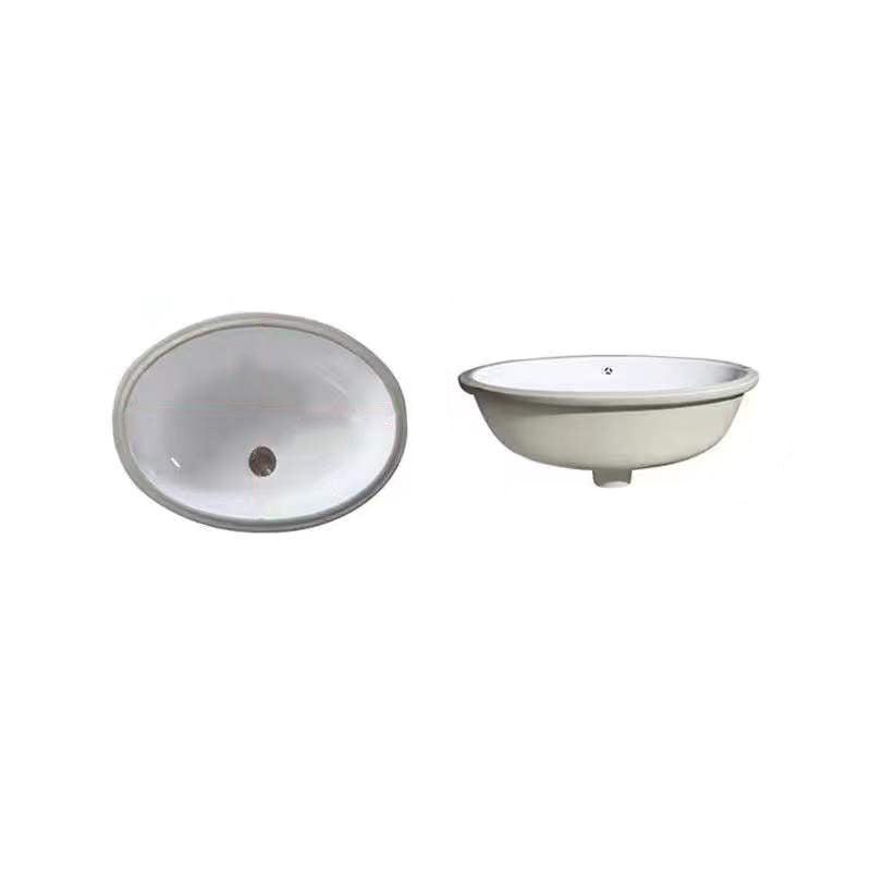 Contemporary Undermount Oval Ceramic Sink with Drain