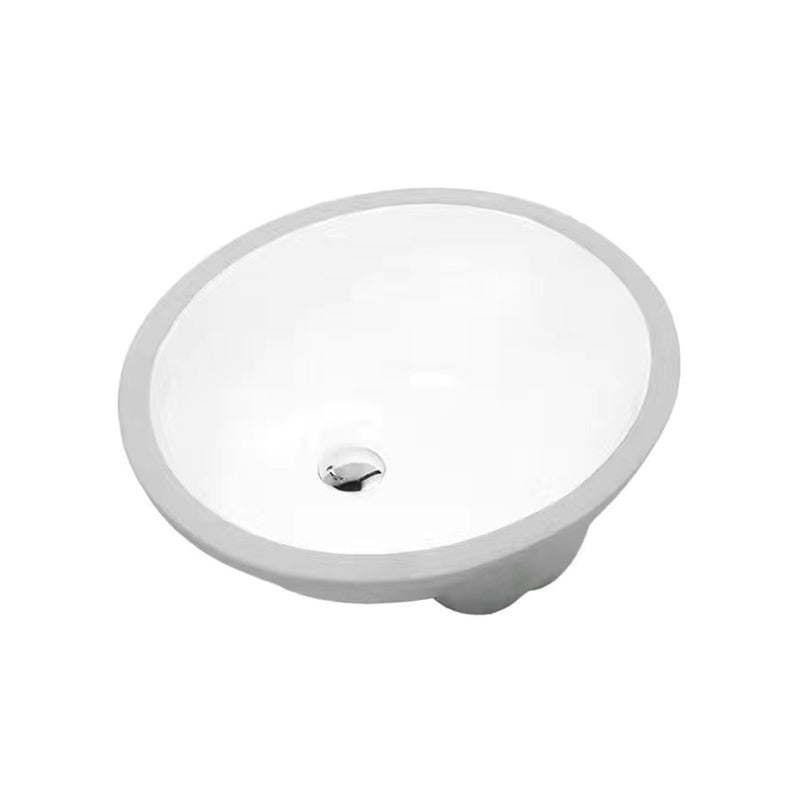 Contemporary Undermount Oval Ceramic Sink with Drain