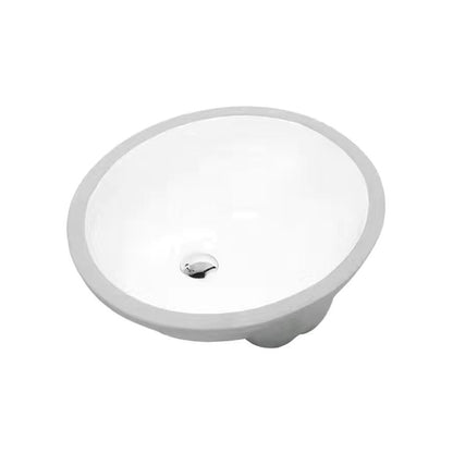 Contemporary Undermount Oval Ceramic Sink with Drain