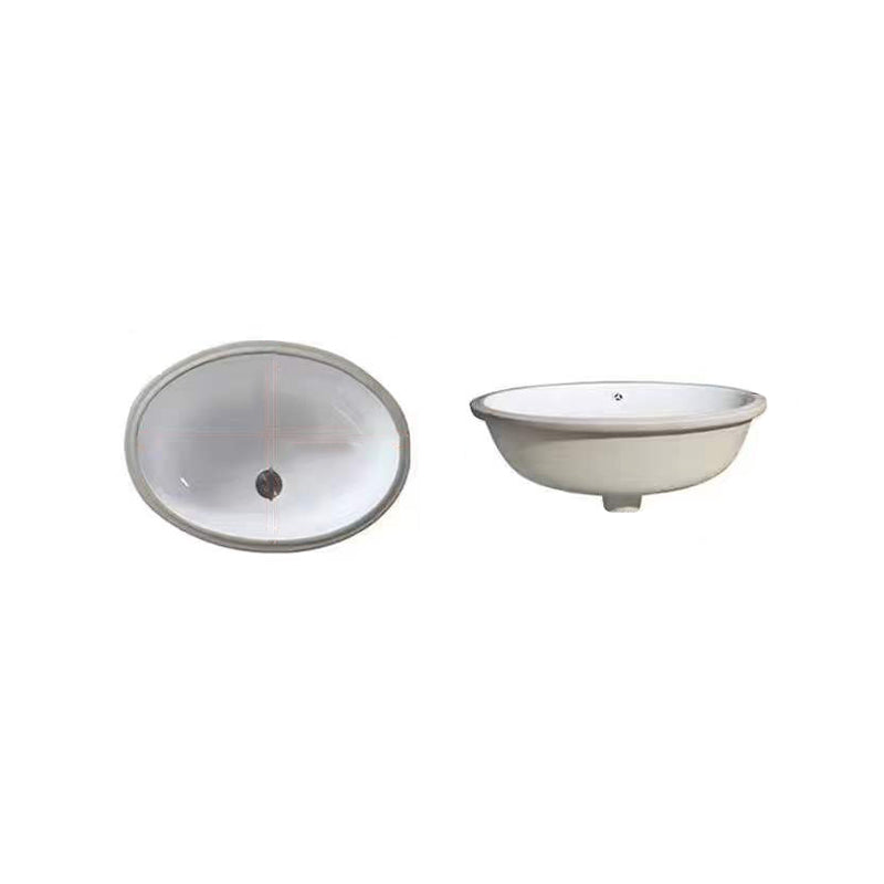 Contemporary Undermount Oval Ceramic Sink with Drain