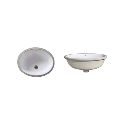 Contemporary Undermount Oval Ceramic Sink with Drain