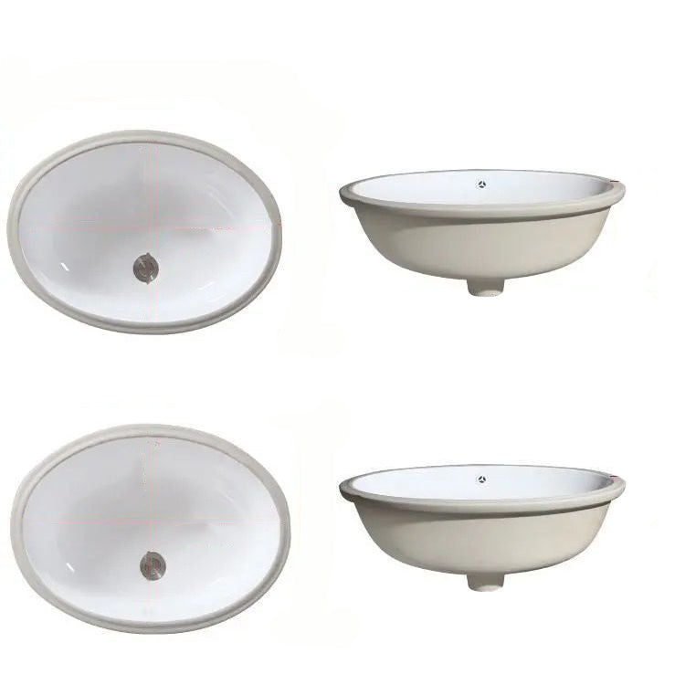 Contemporary Undermount Oval Ceramic Sink with Drain