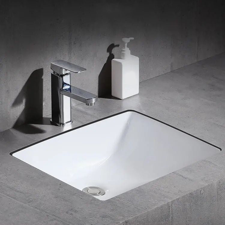 Contemporary Undermount Oval Ceramic Sink with Drain