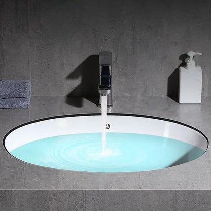 Contemporary Undermount Oval Ceramic Sink with Drain