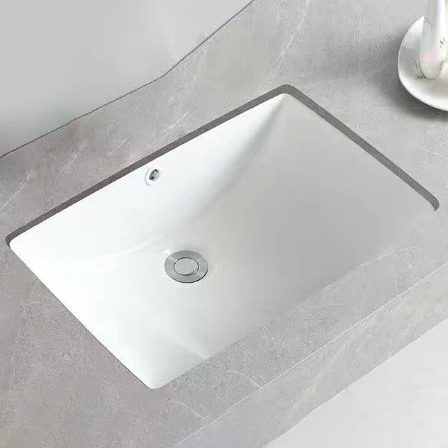 Contemporary Undermount Oval Ceramic Sink with Drain
