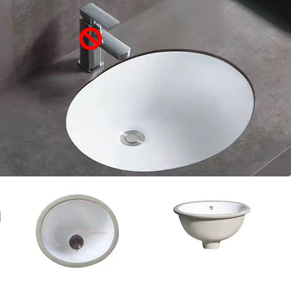 Contemporary Undermount Oval Ceramic Sink with Drain