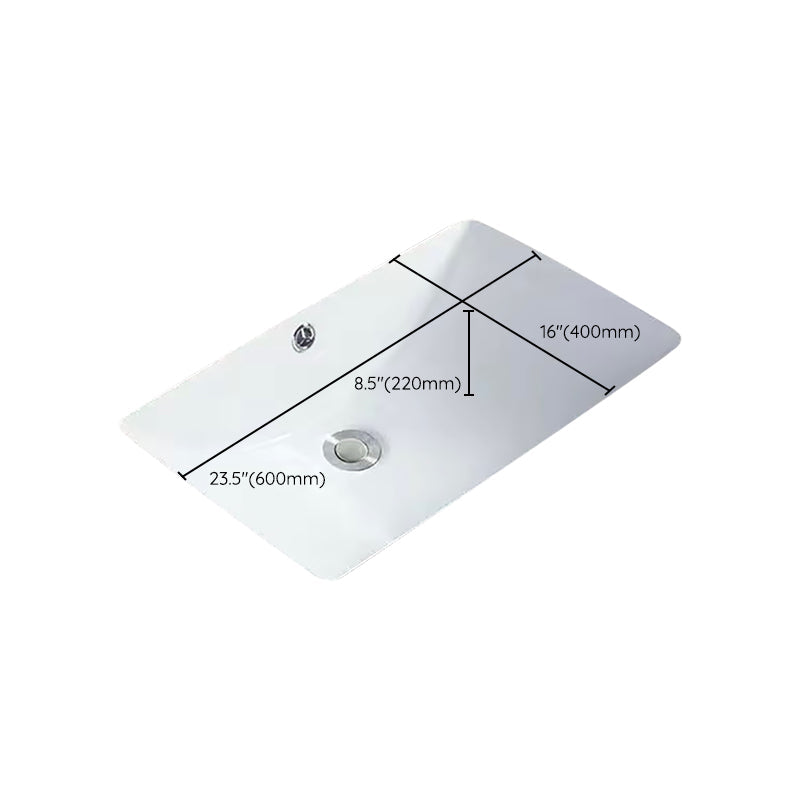 Contemporary Undermount Oval Ceramic Sink with Drain