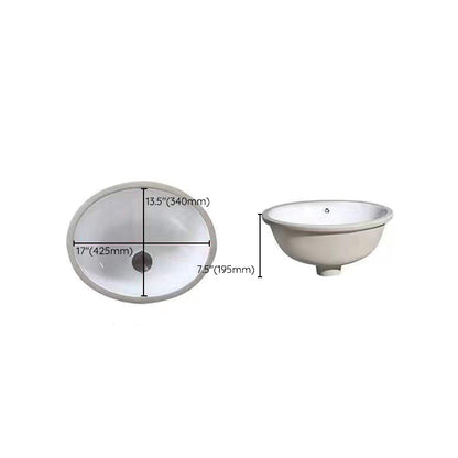 Contemporary Undermount Oval Ceramic Sink with Drain