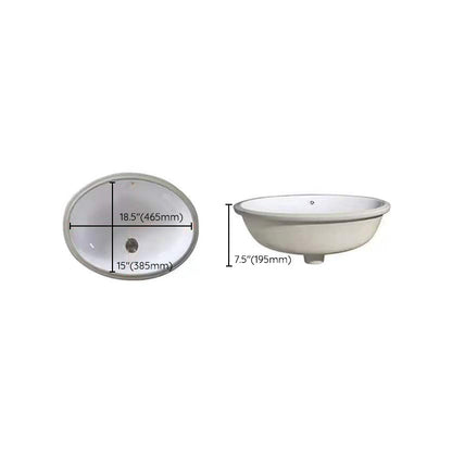 Contemporary Undermount Oval Ceramic Sink with Drain