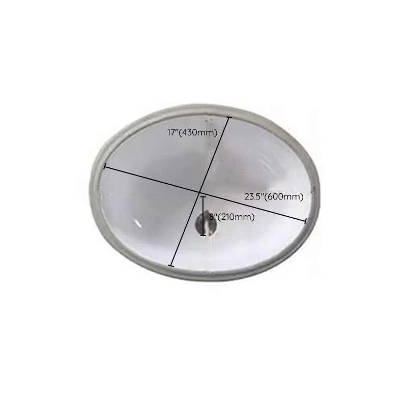 Contemporary Undermount Oval Ceramic Sink with Drain