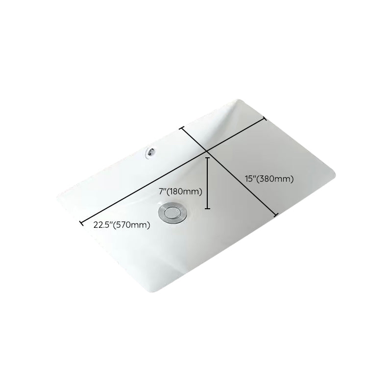 Contemporary Undermount Oval Ceramic Sink with Drain