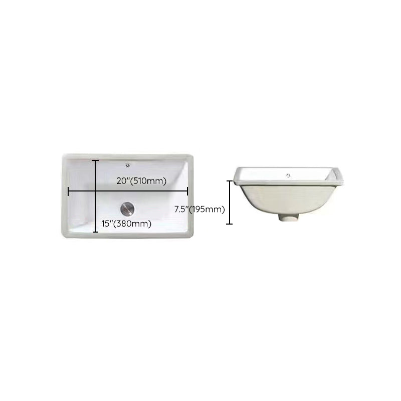 Contemporary Undermount Oval Ceramic Sink with Drain