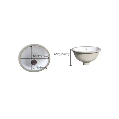 Contemporary Undermount Oval Ceramic Sink with Drain
