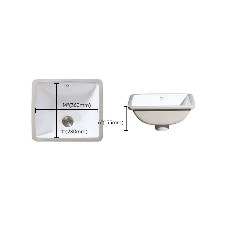Contemporary Undermount Oval Ceramic Sink with Drain