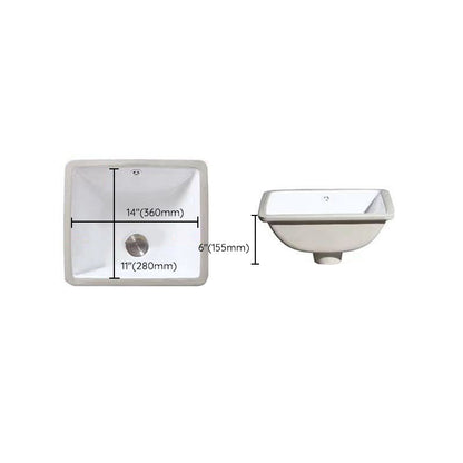 Contemporary Undermount Oval Ceramic Sink with Drain