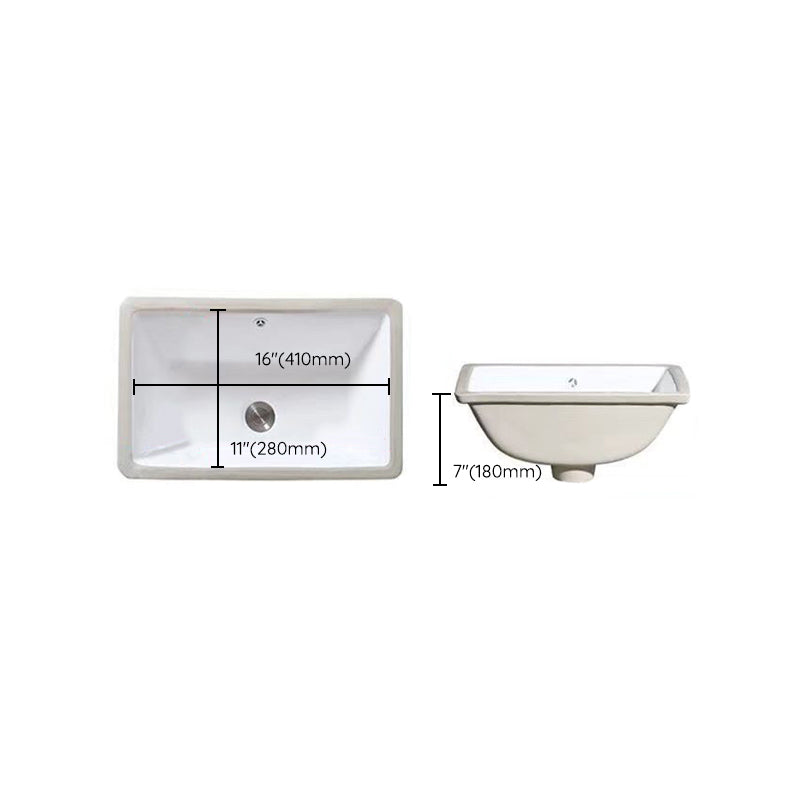 Contemporary Undermount Oval Ceramic Sink with Drain