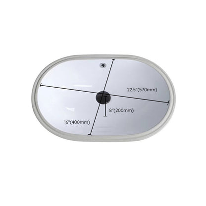 Contemporary Undermount Oval Ceramic Sink with Drain