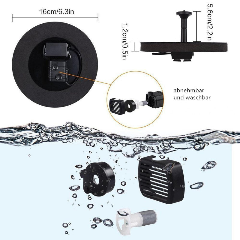 Solar Powered Fountain Pump for Garden or Pond Decoration