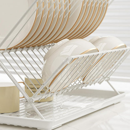 Compact 2-Tier Dish Rack with Removable Tray