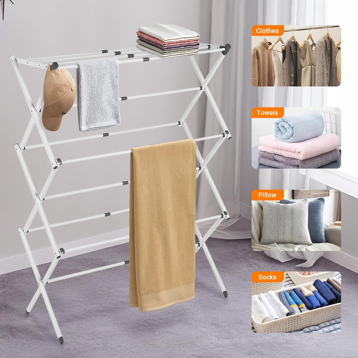 Space Saving 3 Tier Folding Clothes Dryer Rack