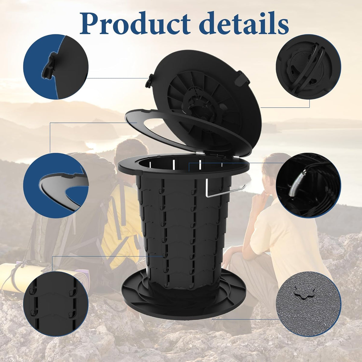 Compact Camping Toilet with Adjustable Height