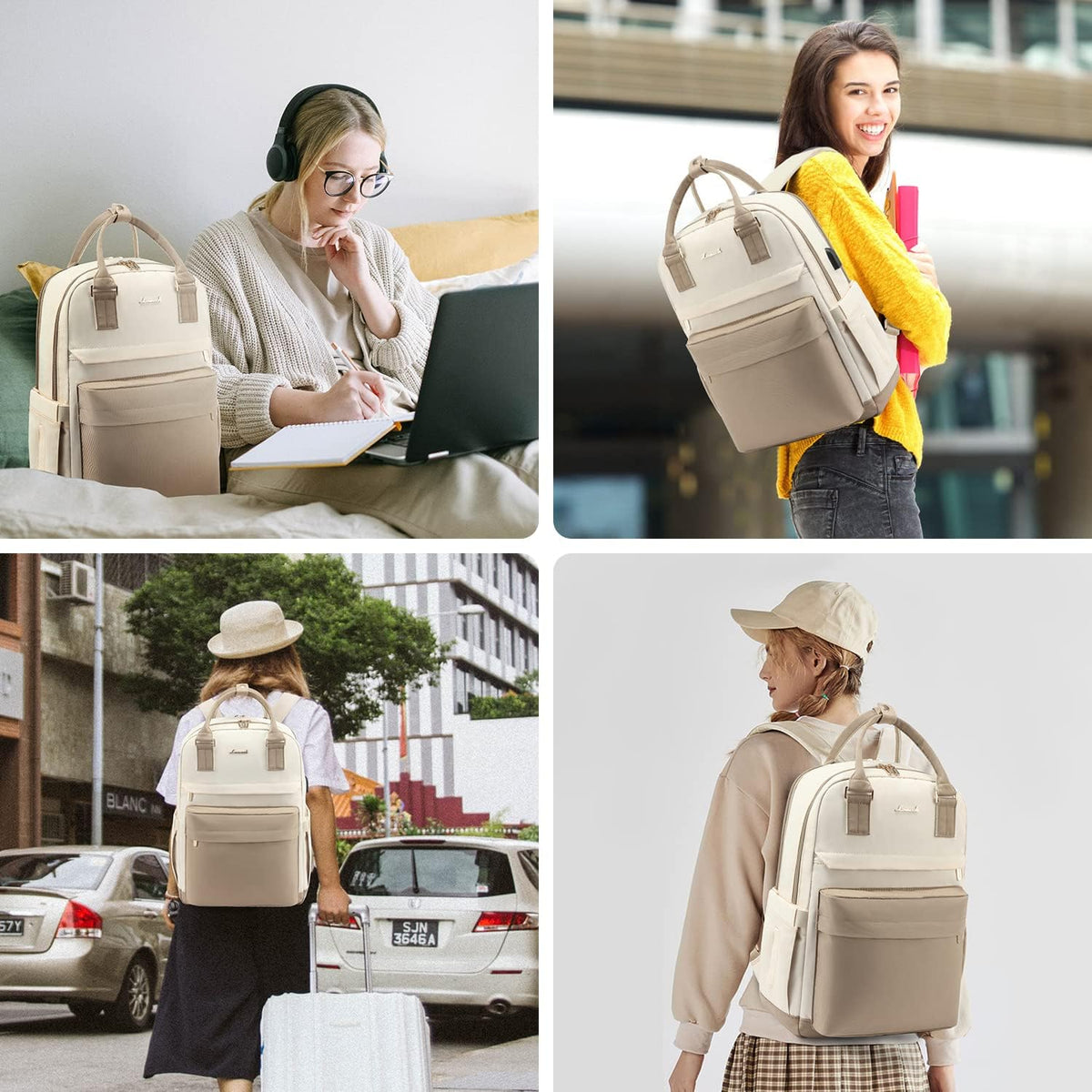 Waterproof Laptop Backpack with USB Charger - Women's 17 Inch Commuter Bag
