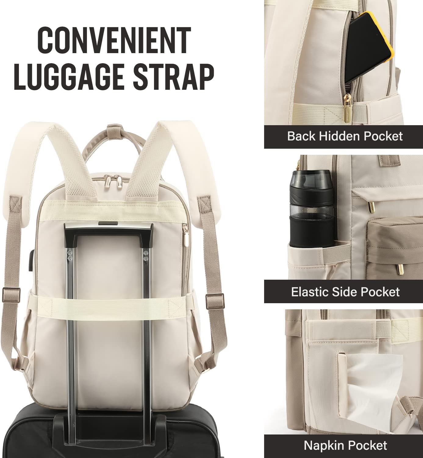 Waterproof Laptop Backpack with USB Charger - Women's 17 Inch Commuter Bag