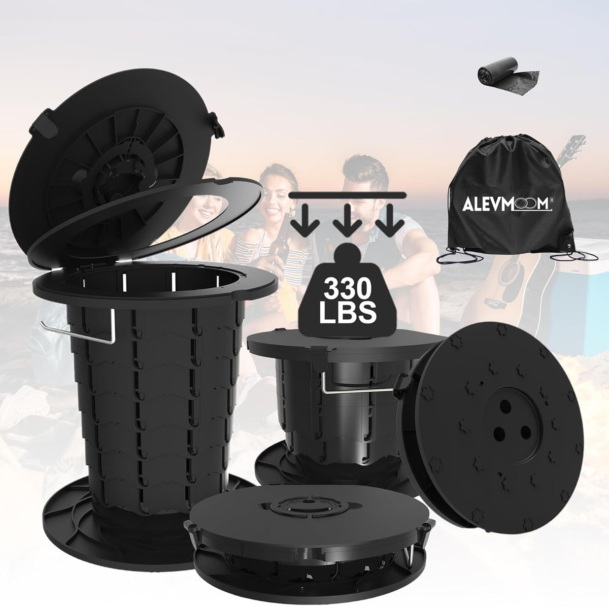 Compact Camping Toilet with Adjustable Height