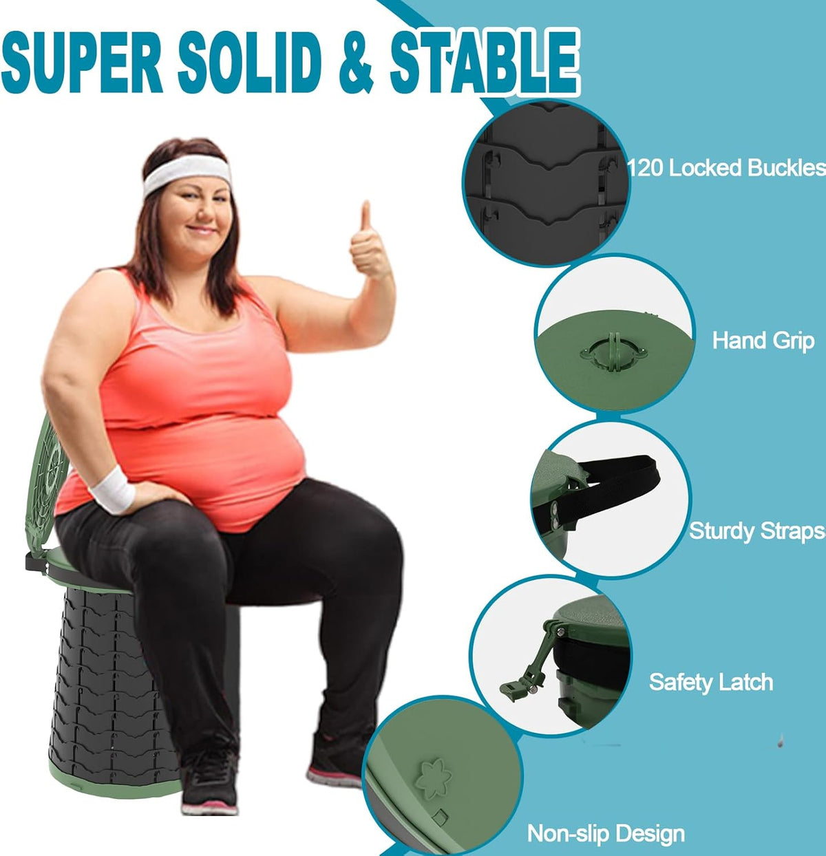 Compact Camping Toilet with Adjustable Height