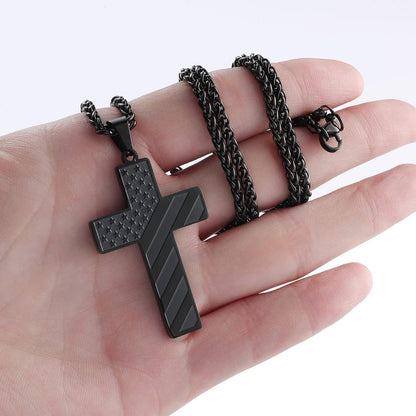 Patriot USA Flag Cross Pendant Necklace