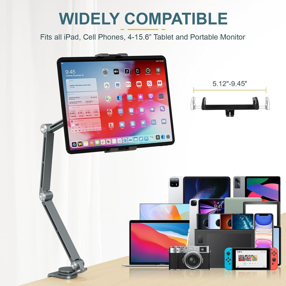 Portable Folding Tablet Holder with 360 Degree Rotation