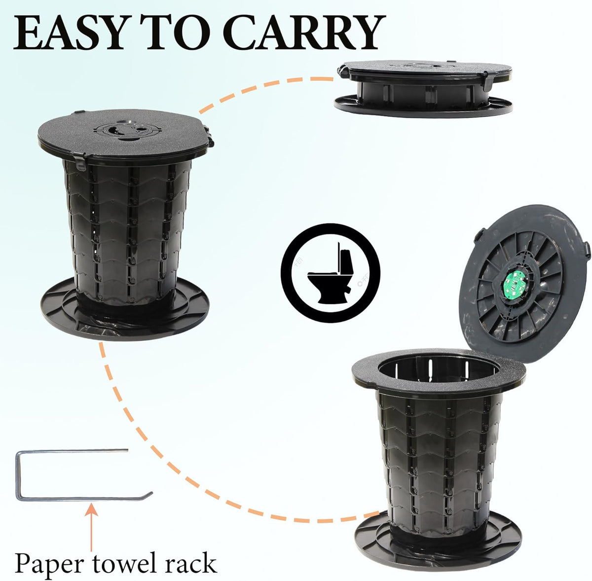 Compact Camping Toilet with Adjustable Height