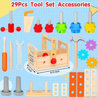 Baby Wooden Toy Toolbox Set for Kids