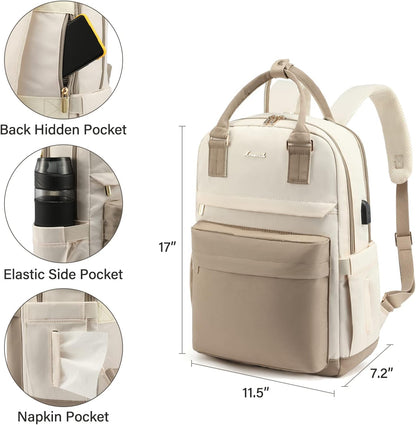 Waterproof Laptop Backpack with USB Charger - Women's 17 Inch Commuter Bag