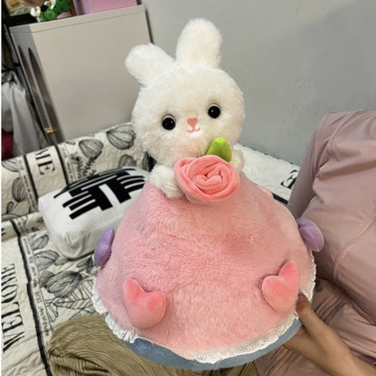 Cute Rabbit Soft Toy Flower Bundle